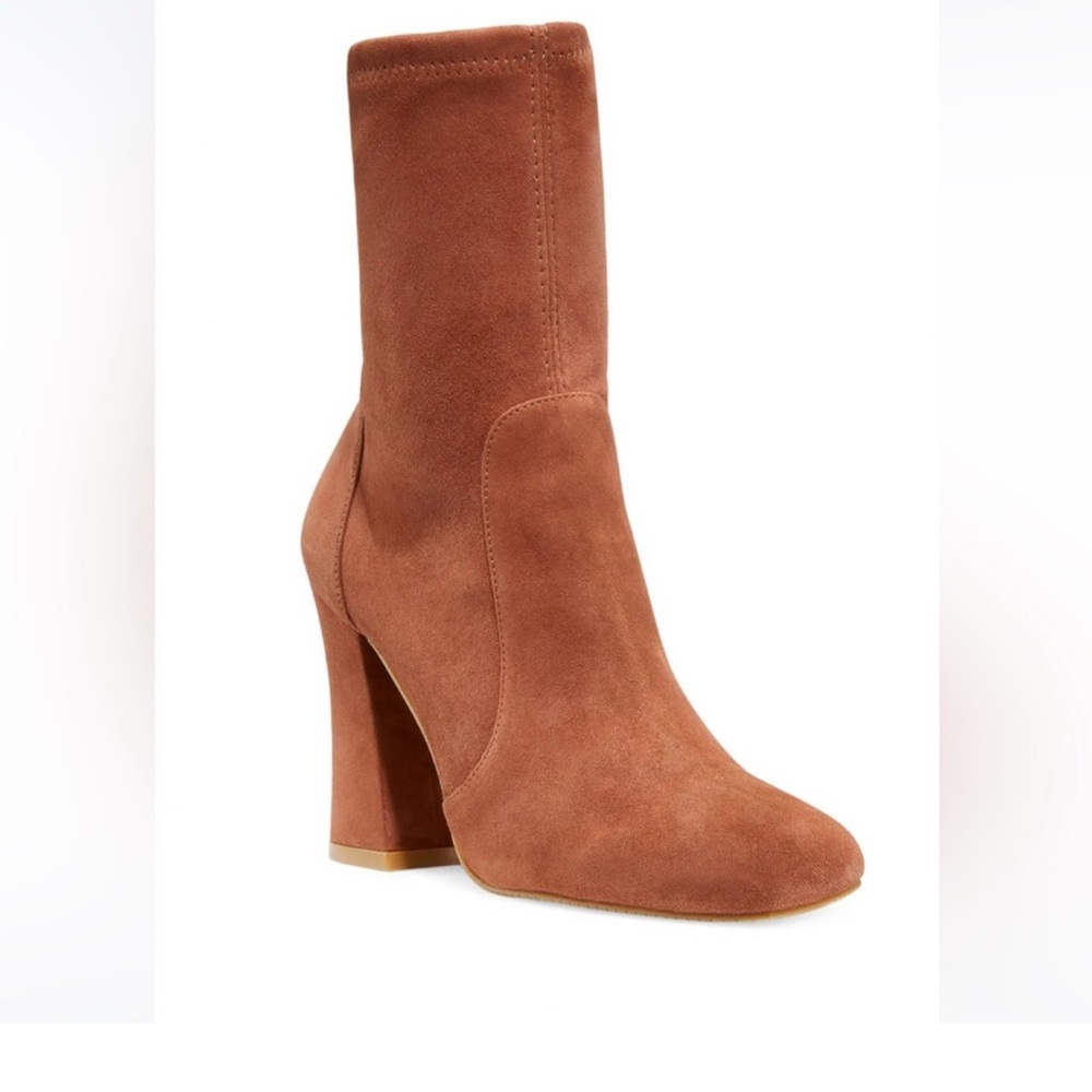 Stuart Weitzman Curveblock 100 Suede Ankle Booties
